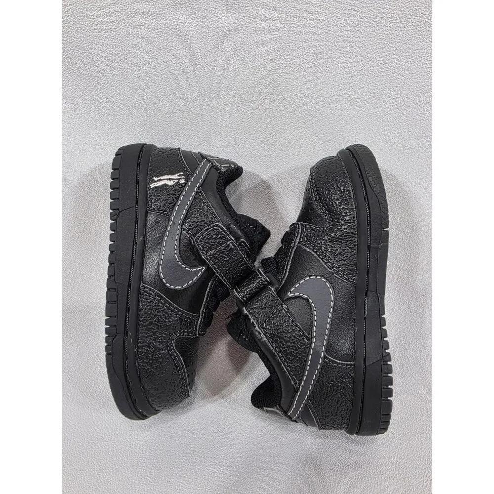 Nike Little Dunk Low TD Black Anthracite Leather Toddler Shoes Size 5C